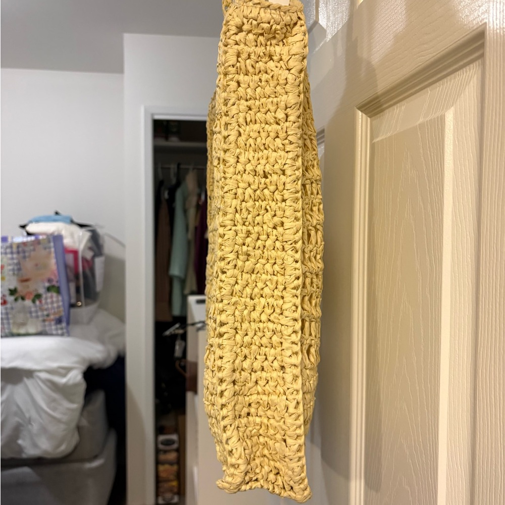 Straw Studios Soft Pale Yellow Crochet Tote - Picture 3 of 8